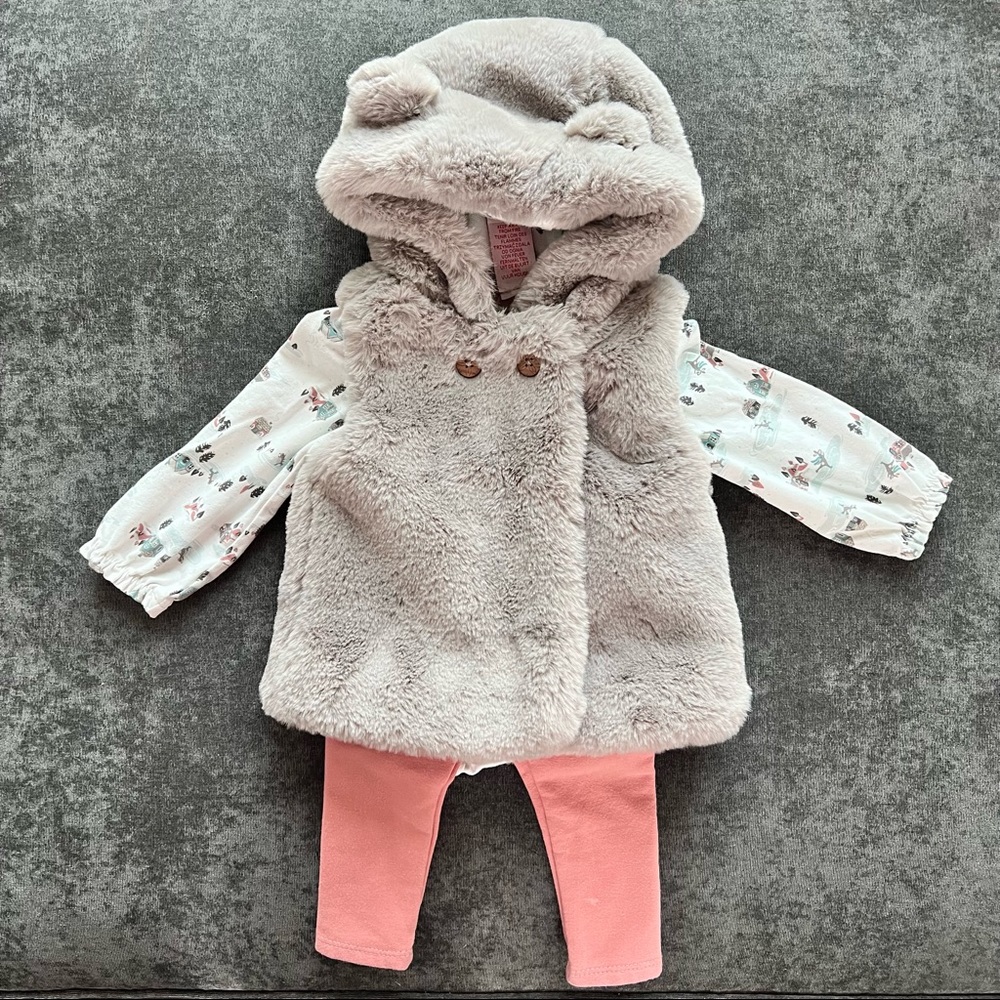 Catherine Malandrino 3 Piece Furry Vest Set